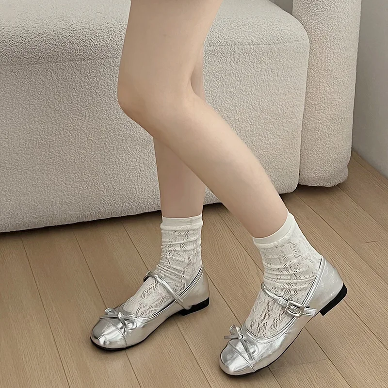 Flat Bottom Mary Jane Shoes Women's Summer New Style Ballet Style Slip-On round Toe French Style Matching Skirts Footwear