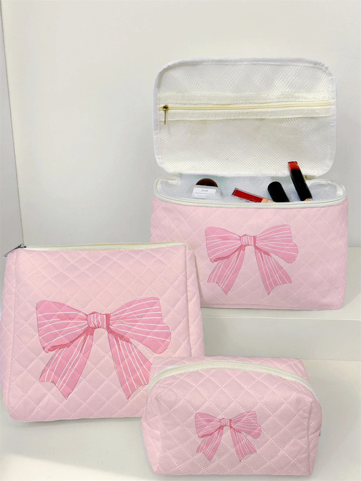 1 Set Portable Makeup Bag, Large Capacity Design, Easily Accommodate Your Cosmetics, Lightweight And Portable For Storing Cosmet
