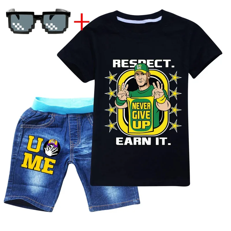 2023 Summer 3-12y boys girls clothes sets Baby boy John Cena print T-shirt + shorts 2 pieces baby cotton casual clothing set
