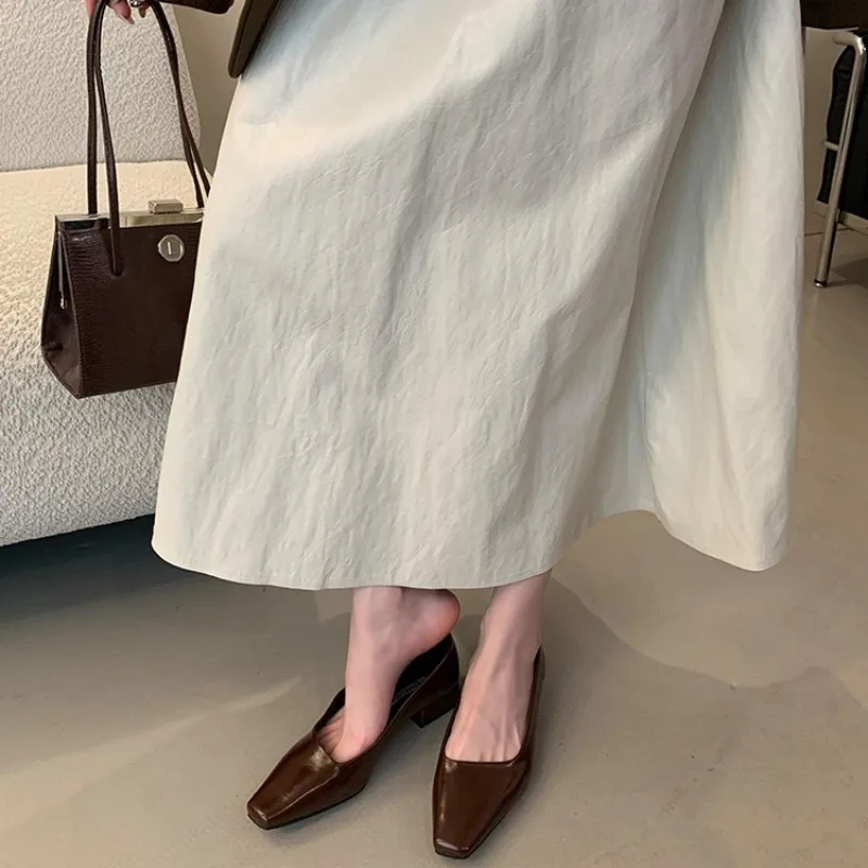 2025 New Fashion High Heels Women Square Toe Pumps Elegant Low Heel Footwear Shallow Comfort Office Women Shoes Tacones