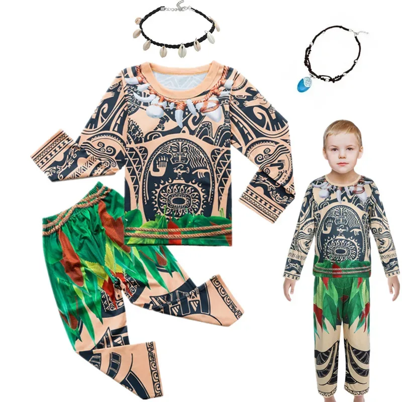 72th Anime Cosplay Long Sleeved Suit and Girls Disguise M- 2 Halloween Clothing Baby Boys M-Moana Maui Ta