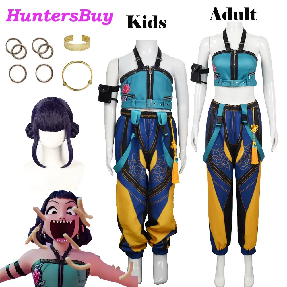 KPop Zoey Demon Cosplay Hunters Adult Kids Costume Women Girls Wig Uniform Role Play Clothing Fantasia Suit Halloween Outfits