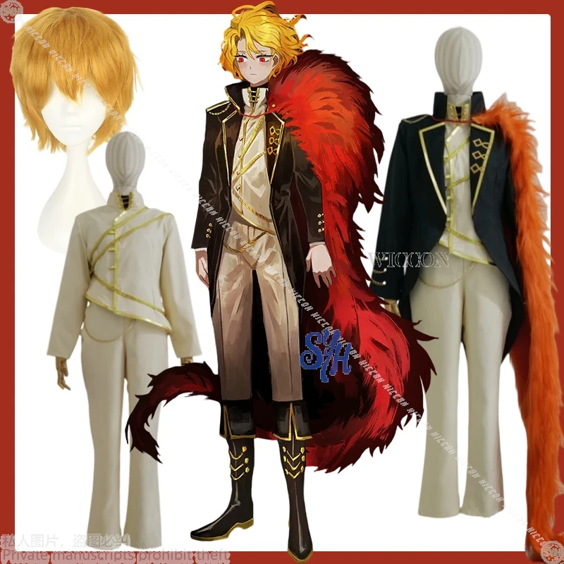 Sancho Limbus Company Cosplay Costume Anime Game Vintage Palace Style Coat Pants Long Haired Collar Shawl Halloween Party