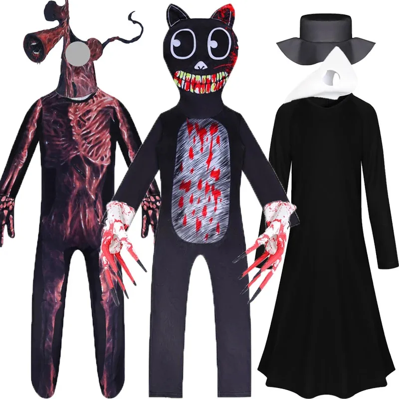 Scp Foundation Cartoon Cat Halloween Cosplay Costumes Siren Head Horror Funny Steampunk Plague Doctor Bird Clothing for Kids Boy