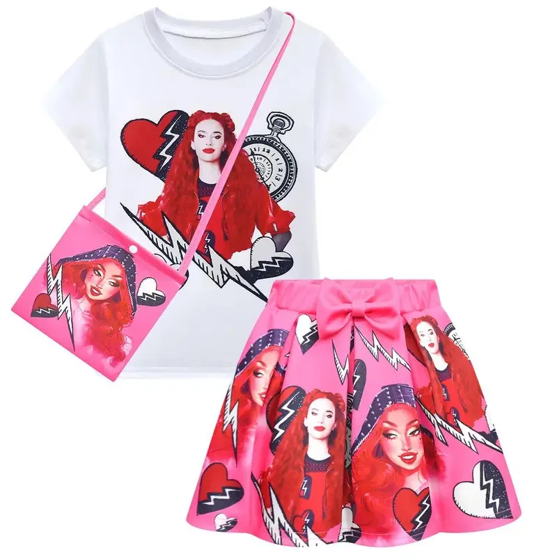 HAni 2025 Children Clothing Sets Girls The Rise of Red Descendants 4 Cosplay Tshirt Tops and Skirt Bag Baby Kids Birthday P ☆★ww