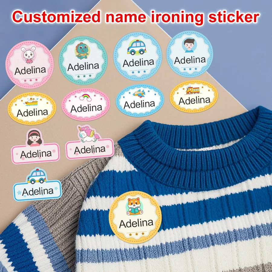 Personalized Kids Waterproof Clothing Labels,Custom Iron-On/Sewn Name Tags for School Uniforms, Durable Backpack ID Stickers