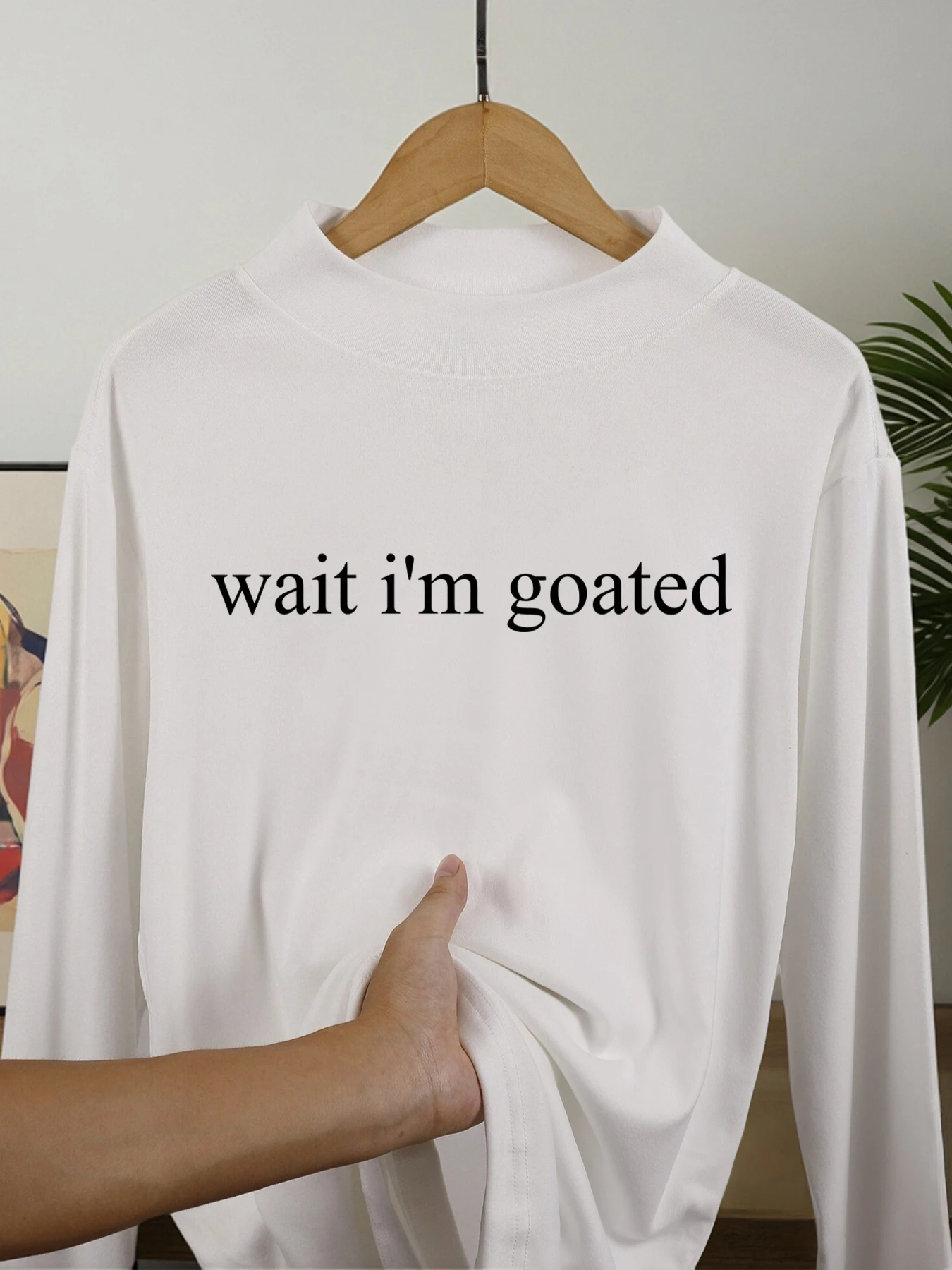 Wait I'M Goated Letter Printed Men'S Long Sleeved Shirts Casual Fashion Tops Thickened Fit Shirt Middle Collar Warm Clothing