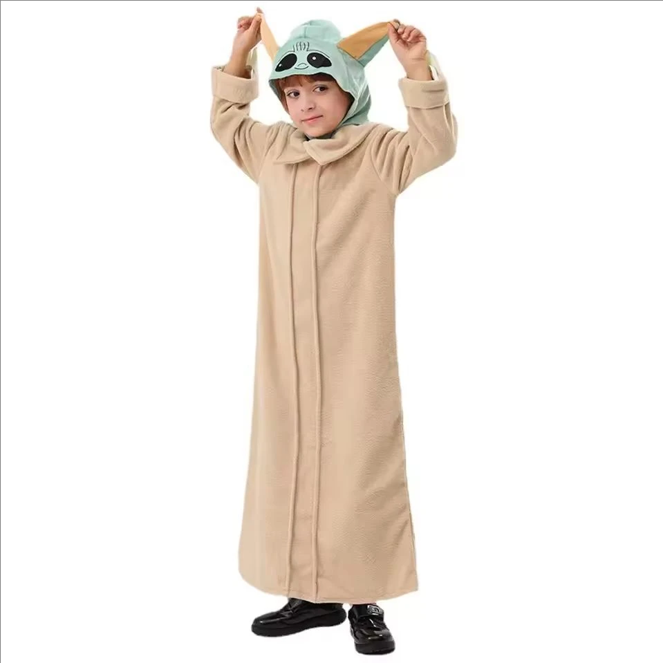 Cute Alien Cosplay Yoda Baby Hat Costumes Halloween Mandalorian Robe Cloak Clothing Boys Girls Cute Disguise Funny Xmas Gift