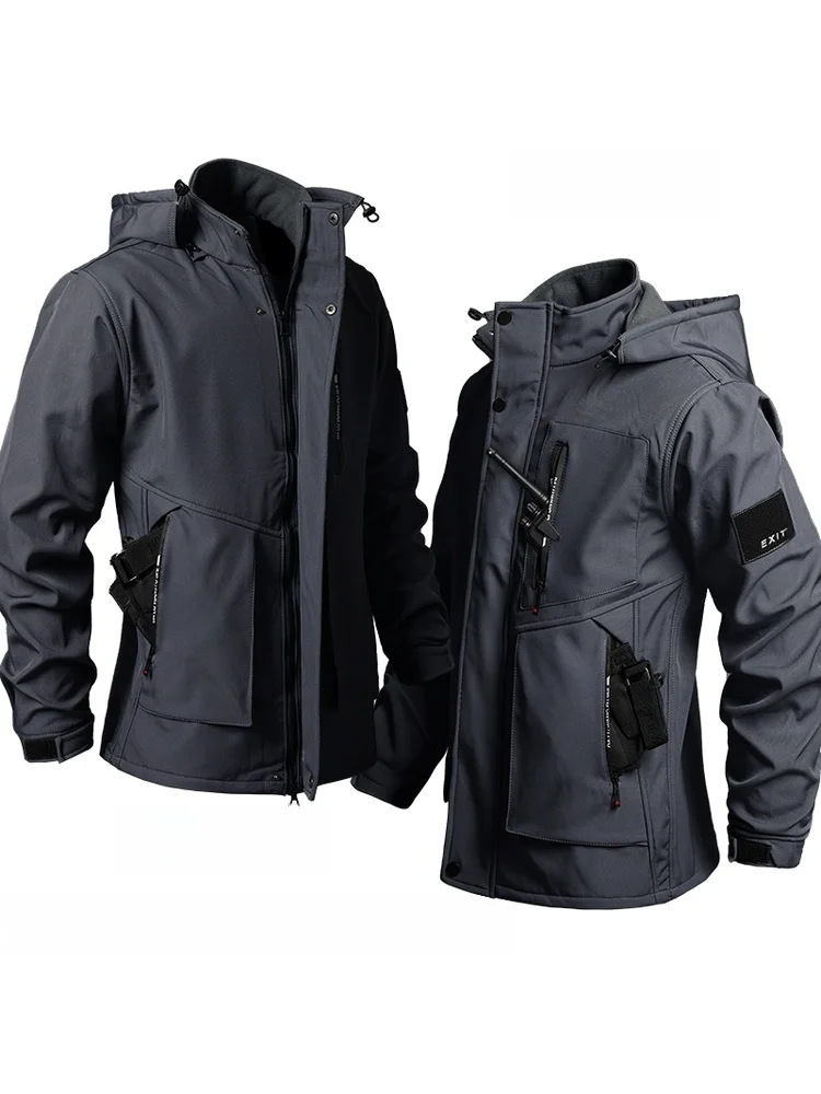 Waterproof Fce Lined Soft ell Tactical Workwear Jaet And Pants Set for Men And Women Warm Autumn Winter Clothing