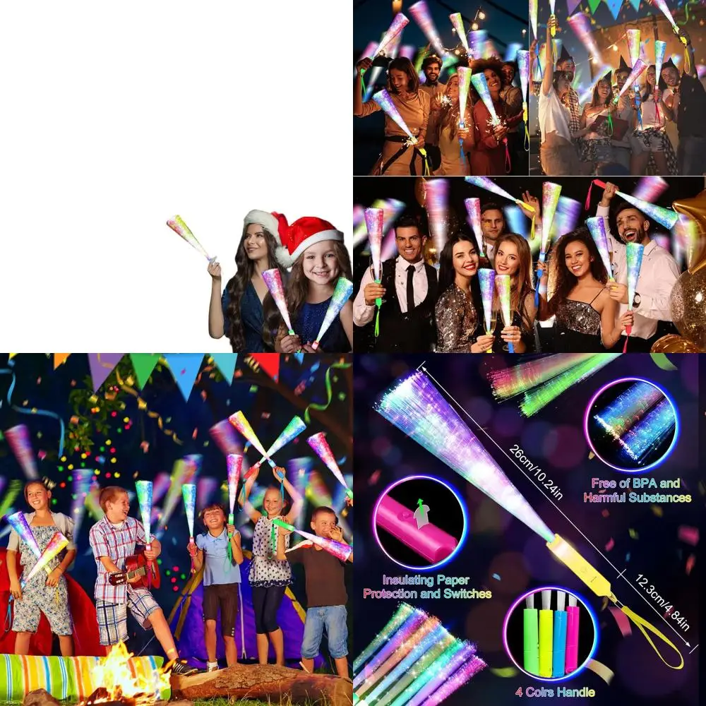 120-Piece Fiber Optic LED Light Wands for Glow-in-the-Dark Parties, Weddings, and Events - Colorful Light Sticks for Kids & Adul