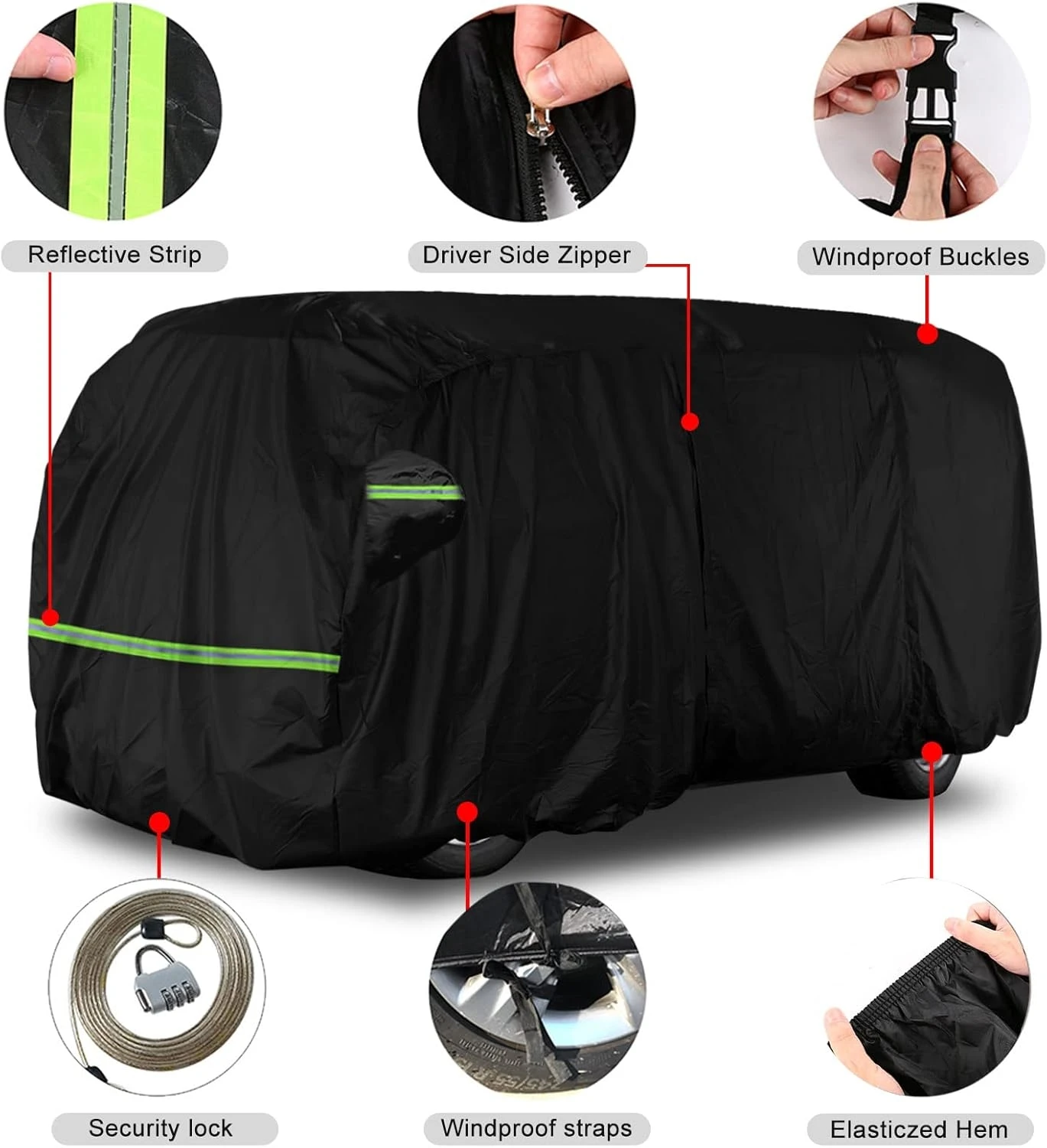 1 Set Car Cover Waterproof All Weather Compatible For VW BUS T1 T2 T3 1950-1992 With Door Zipper Windproof With Storage Bag