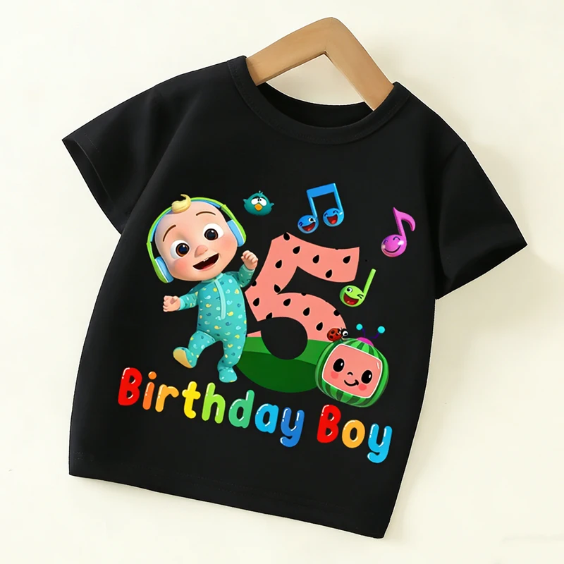 Cocomelons Kids Birthday Number 1-9 T-shirts Anime Boys Girls Tee Shirt Short Sleeves Children Tops Summer Baby Clothes Gift New