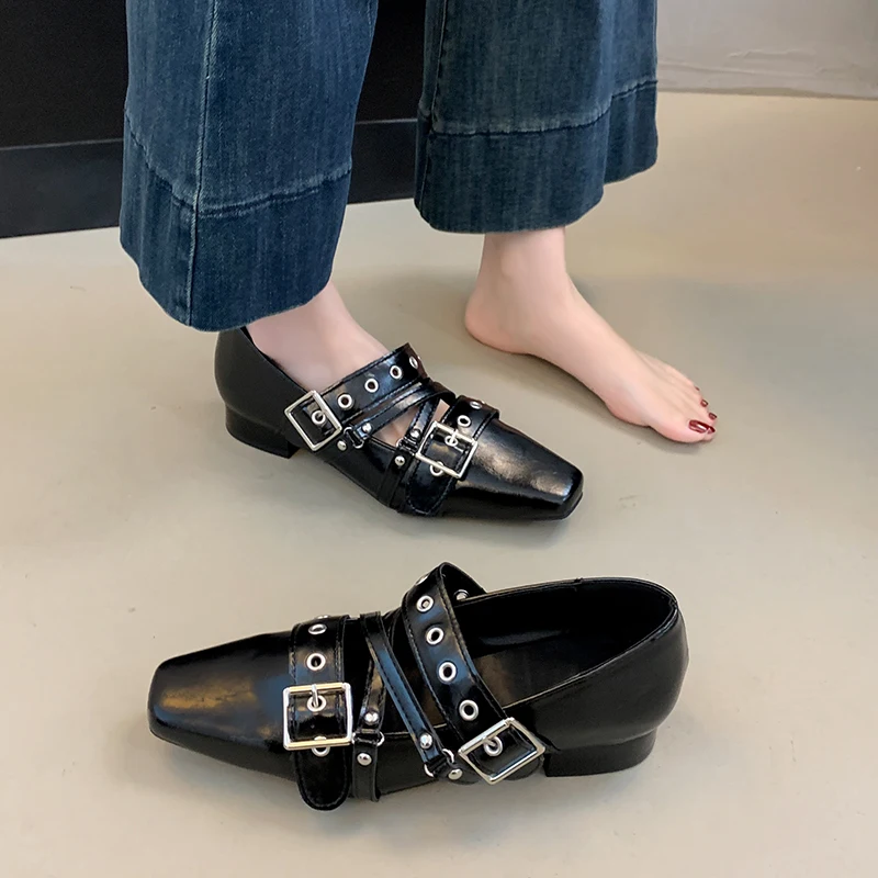 Female Buckle Strap Footwear Ballet Flats Fashion Women Dance Shoes Spring Round Toe Ladies Flats with Lolita Shoes