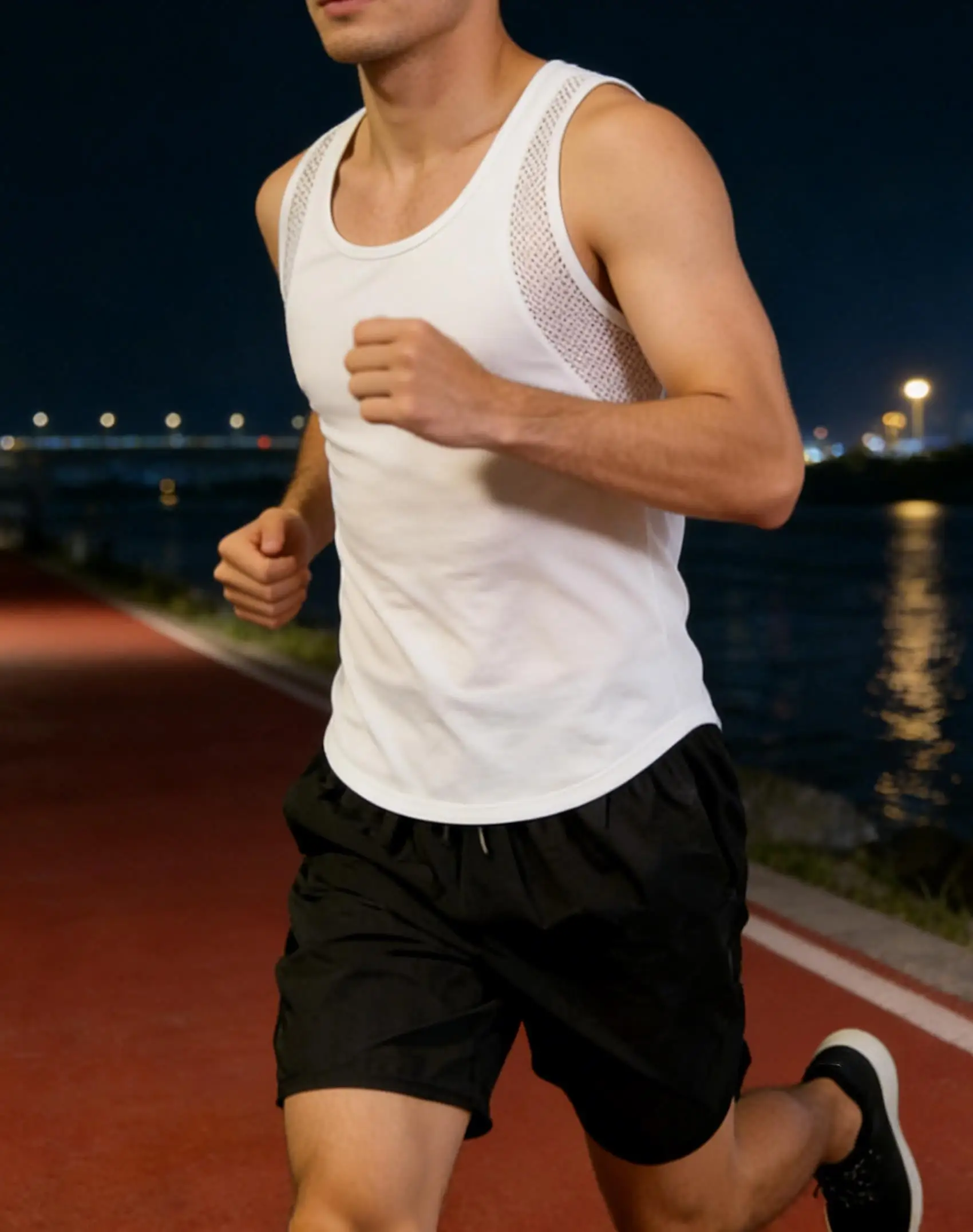 Solid Set Men Reticular Vest Basics Breathable Clothing Summer Singlet Run Mesh Sports Drawstring Shorts Crewneck Sleeveless Tee