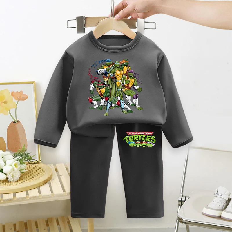 Teenage Mutant Ninja Turtles Children Pyjamas Boy Sleepwear Kid Long Sleeved Long Pants Set Baby Shirt Top Clothes Home Wear New