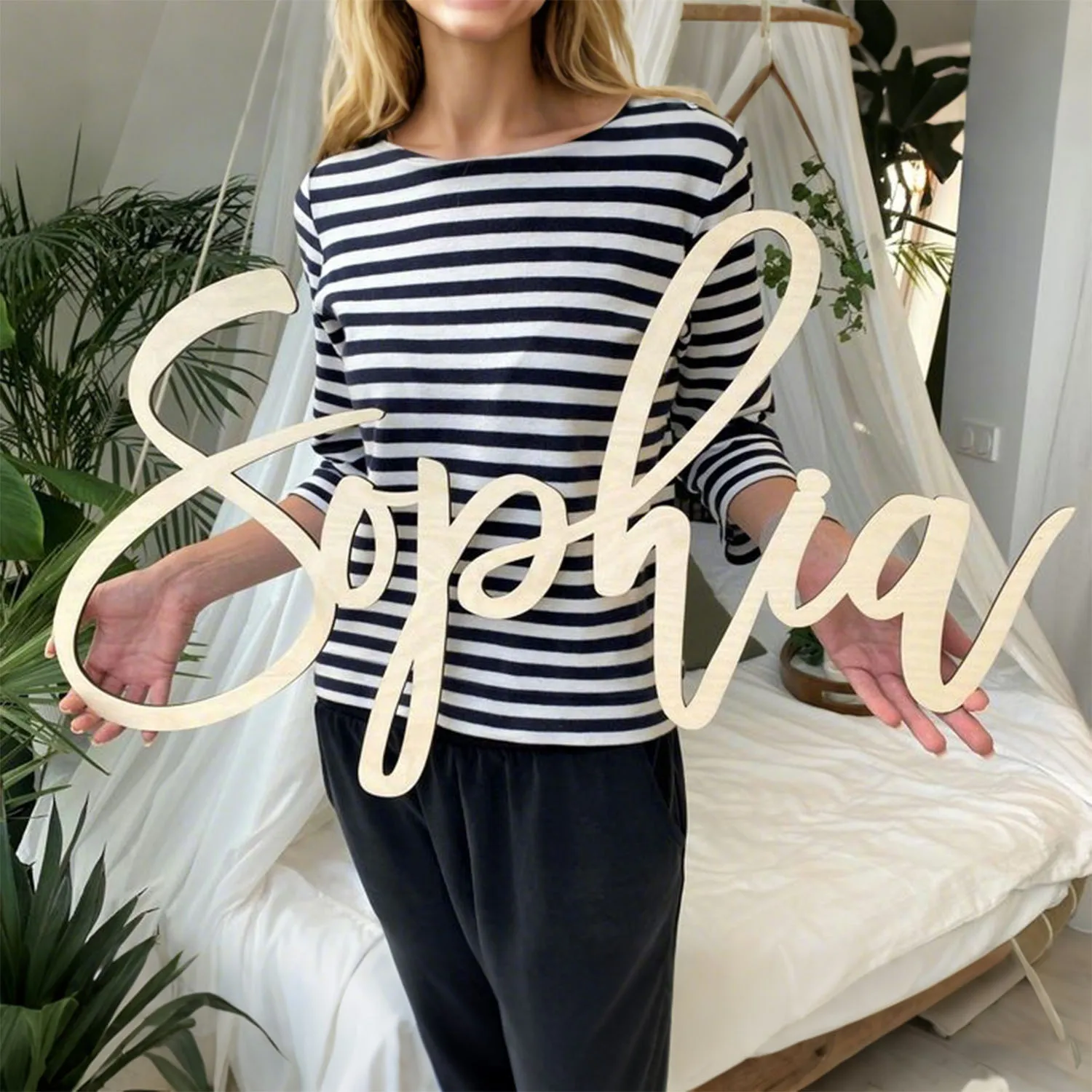 1pc Personalized Wooden Name Sign,Customized Nameplates,Wooden Name PlaqueColorful Graffiti,Home Or Bedroom Door Decor,