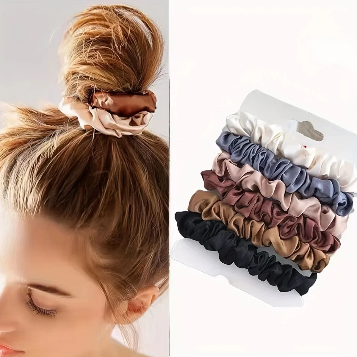 6PCS Plain Color Simple Hair Loops, Graceful Style Headbands High Stretch Headband Ornaments High Ponytail Hair Loops Hair Bands
