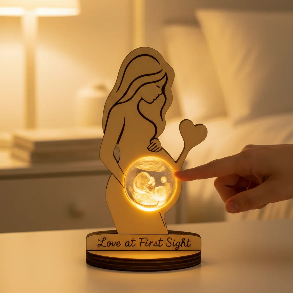 Custom Photo Night Light Personalized 3D Crystal Ball LED Lamp for Baby Ultrasound Wedding Couple Parents Keepsake Decor Gift