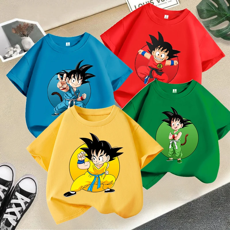 Dragon Ball Goku T-shirt Children's Clothing Cartoon Anime boy Short Sleeve Summer Casual Tops Shirts Cute baby Tees Clothes