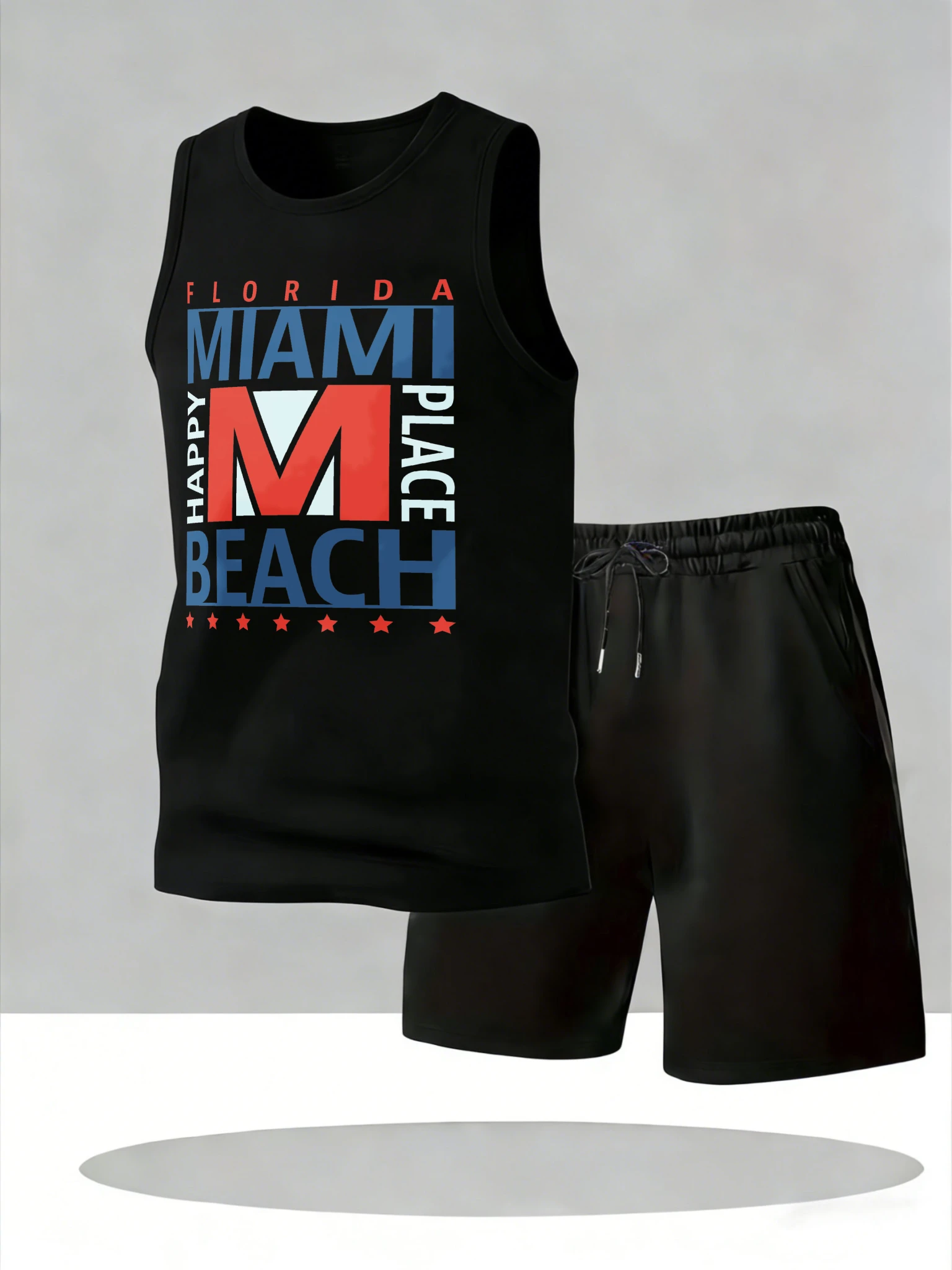 Men's Tank Top Sets 2026 Summer Quick drying Tracksuit men sports Breathable oversize clothing set seaside beach crewneck