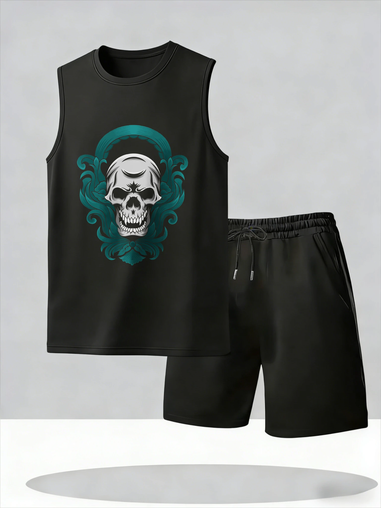 Men's Tank Top Sets 2026 Summer Thin Quick Dry beach crewneck oversize clothing set Breathable men's sports suit running seasid