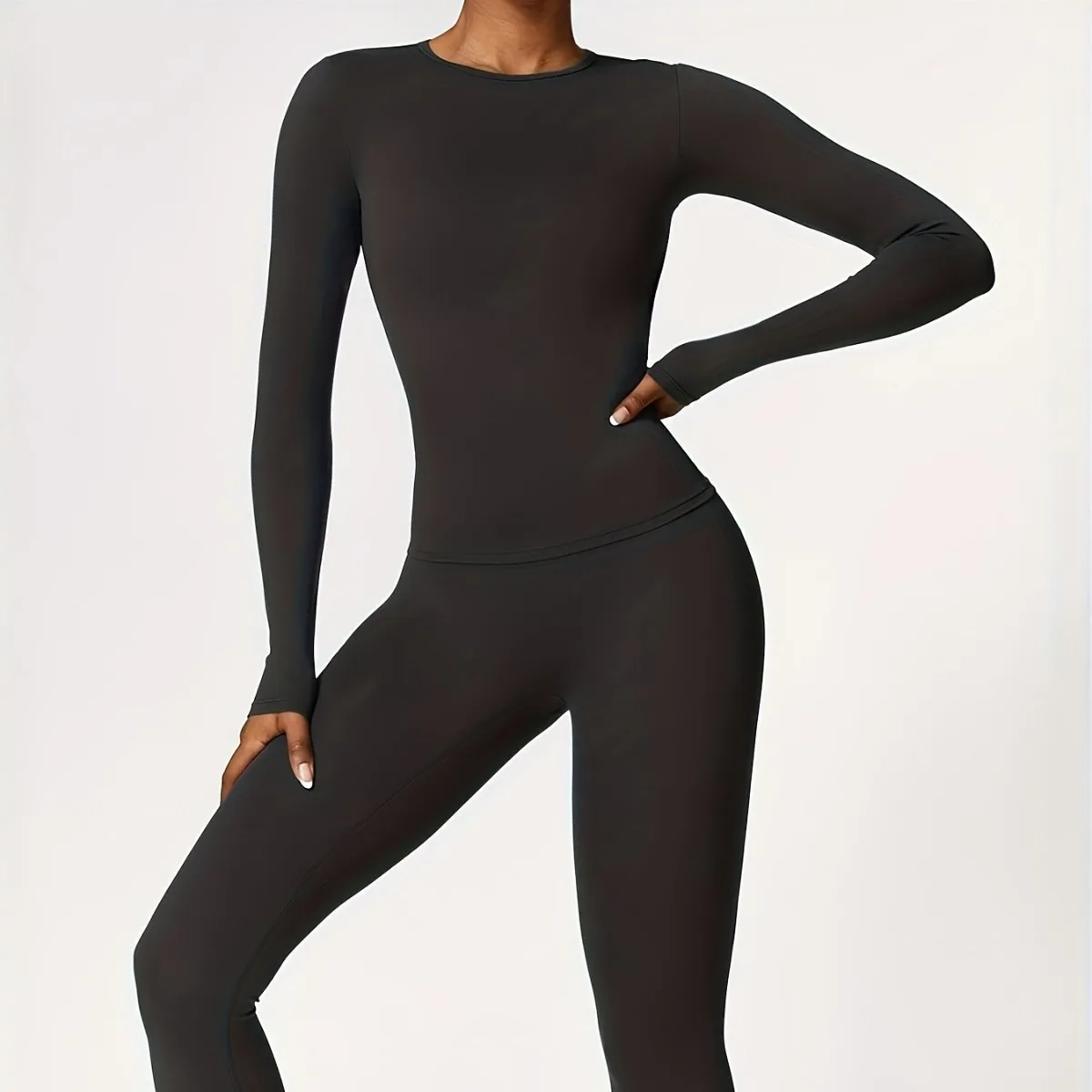 Tight-fitting yoga suit slim long-sleeved outdoor running sports fitness clothing autumn and winter sports women's Pilates