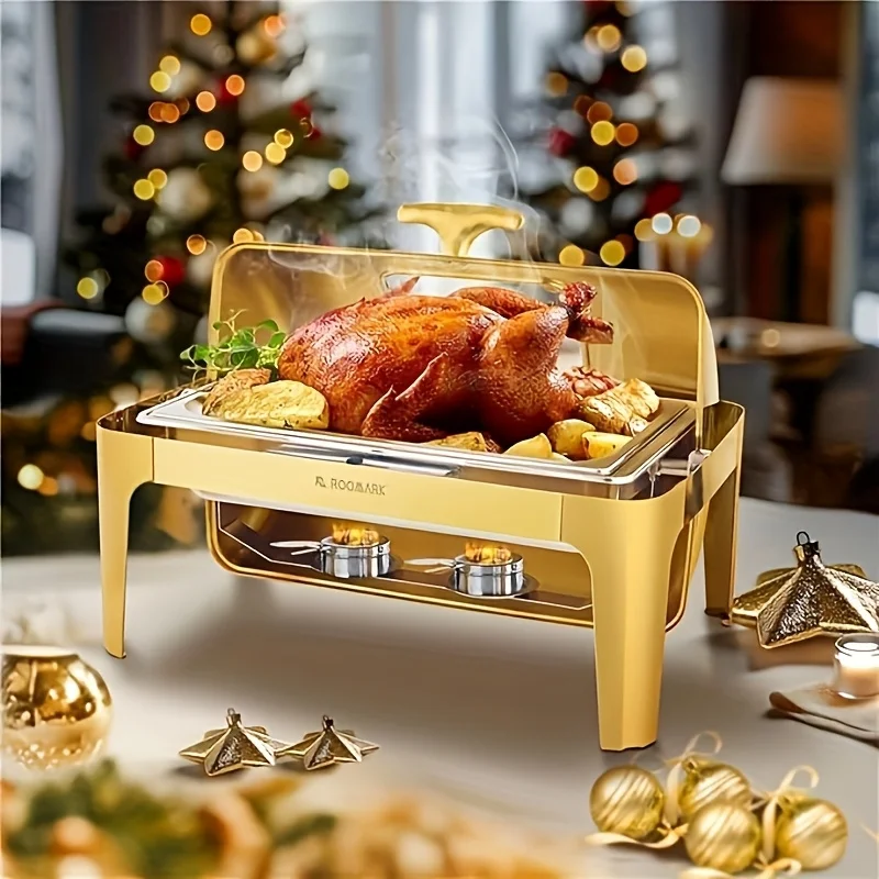 9QT Stainless Steel Buffet Warmer Chafers And Buffet Warmers Sets, Buffet Servers And Warmers Set Warming Tray for Wedding, Parties, Banquet, Catering Events., Only for Cooking