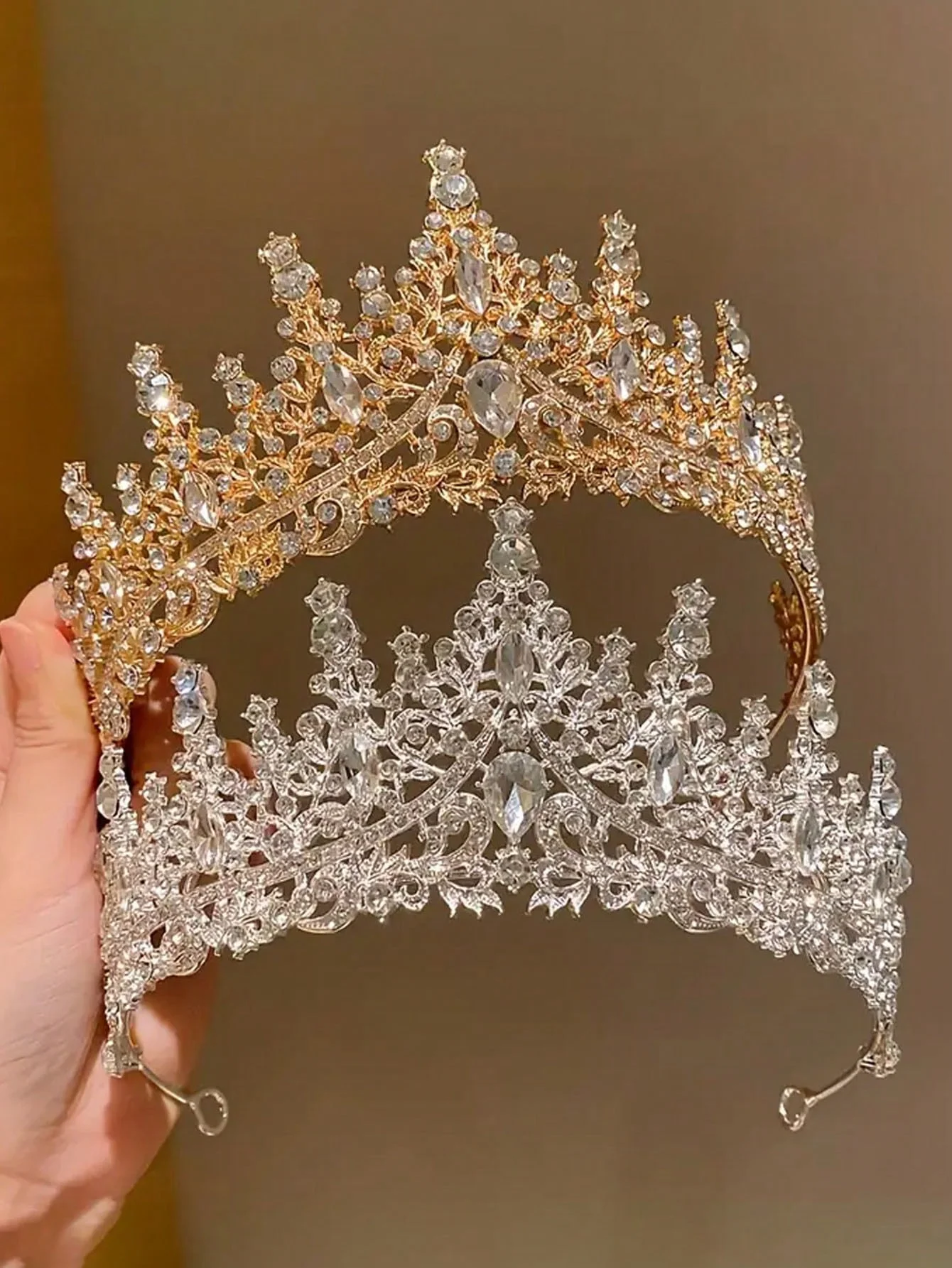 European Baroque Style Heavy-Duty Full Diamond Crown Bridal Wedding Crown, Wedding Dinner Birthday Runway Show Diamond-Encrusted Hair Crown Headpiece