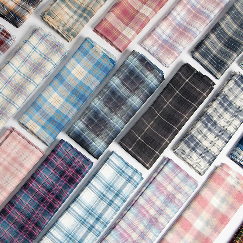 Japanese Style JK Plaid Fabric, Yarn Dyed Polyester Cloth, DIY Material for Pleated Skirt, Clothing and Hair Scrunchie Making