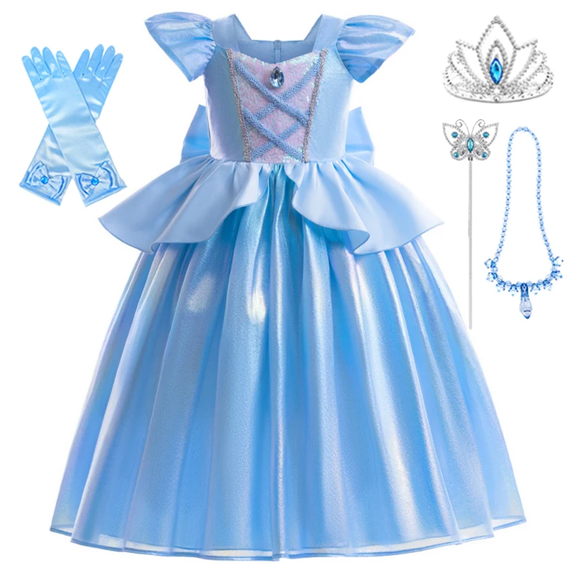 Kids Princess Cosplay Costume Girl Movie Princess Role Play Dress Halloween Carnival Clothes Cute Cosplay Evening Party Clothing