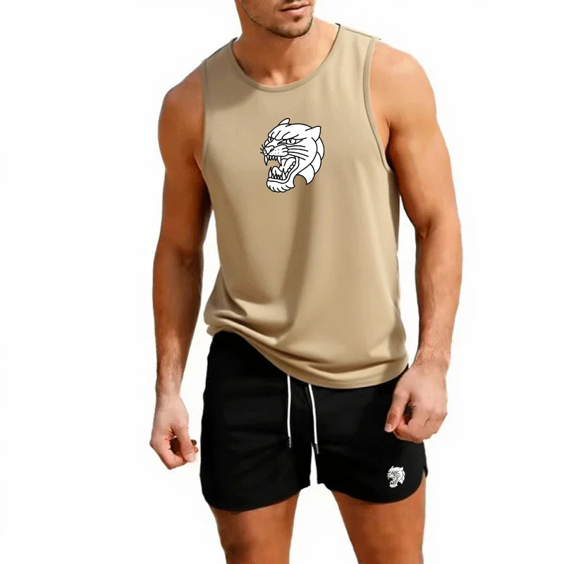 Running Vest Men's Summer Gym Clothing Sports Leisure Shirt Elastic Breathable Slim Fitness Tank Tops men's suit