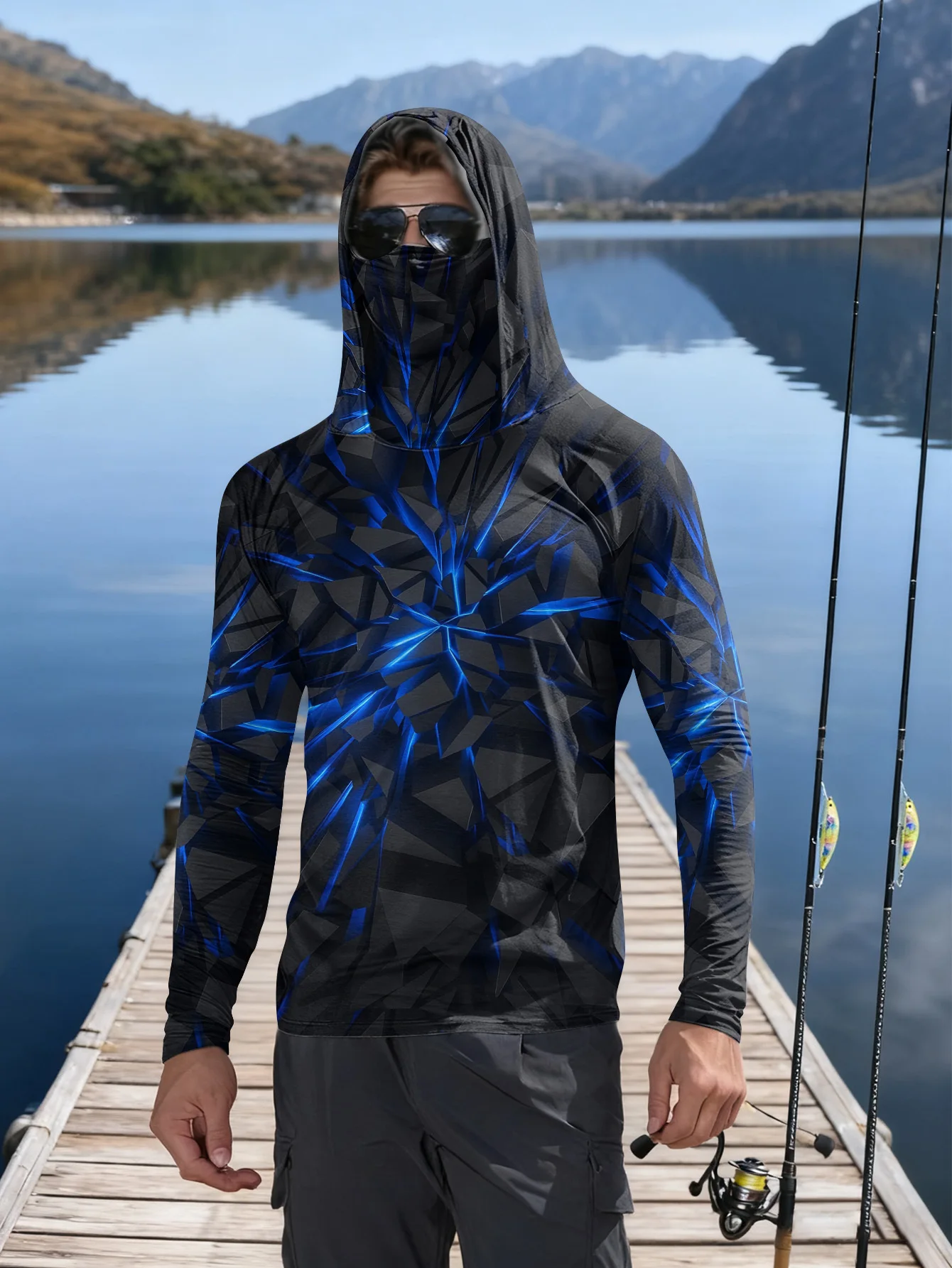 2026 New Model UV-Resistant Fishing Shirt with Long Sleeves and Hooded Collar - UV-Resistant Fishing Mask Clothing