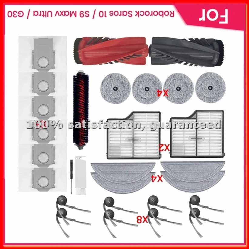 29Pcs Replace Parts for Saros 10 / S9 Maxv Ultra / G30 Vacuum Accessories Main Side Brush Filter Mop Dust Bag-A79M