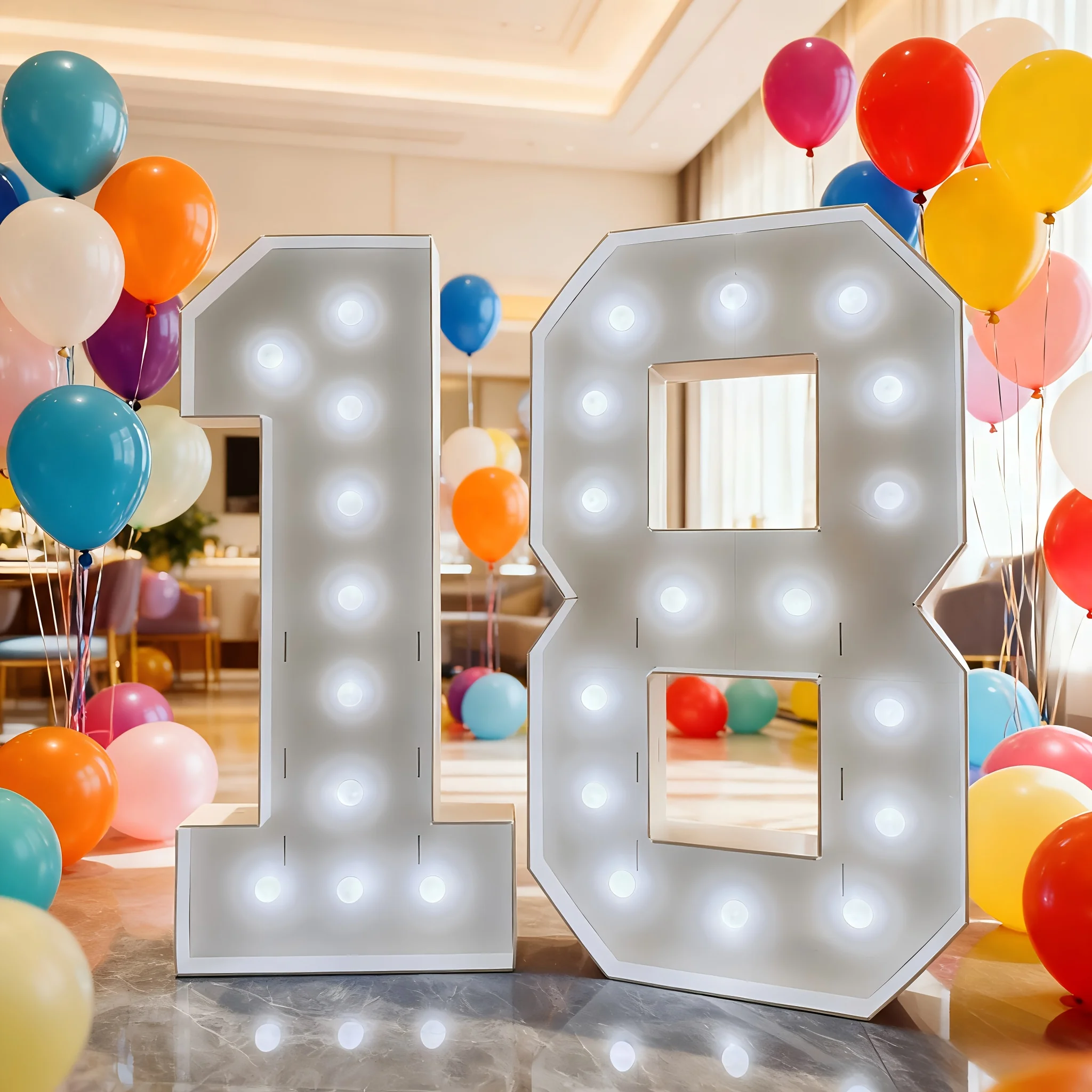 4-Foot Self-Illuminating LED Number Props (0–9) – Bright White Glow for Photo Booths, Parties & Celebrations | Easy Setup for Weddings, Birthdays, Holidays, Outdoor Events, and More