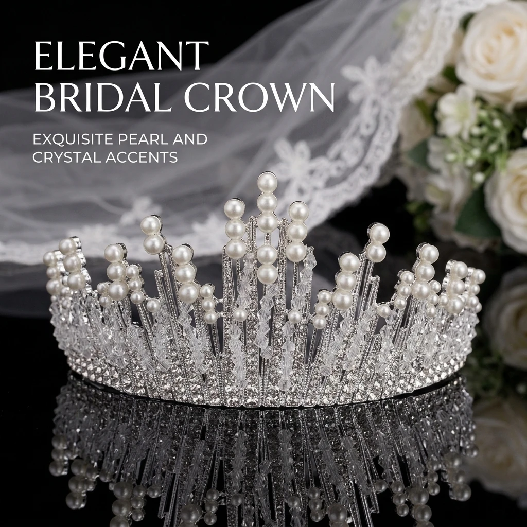 Bridal Pearl Crown Headpiece Elegant Rhinestone Headbands For Bride Wedding Ceremony And Formal Events Hair Jewelry Ornaments