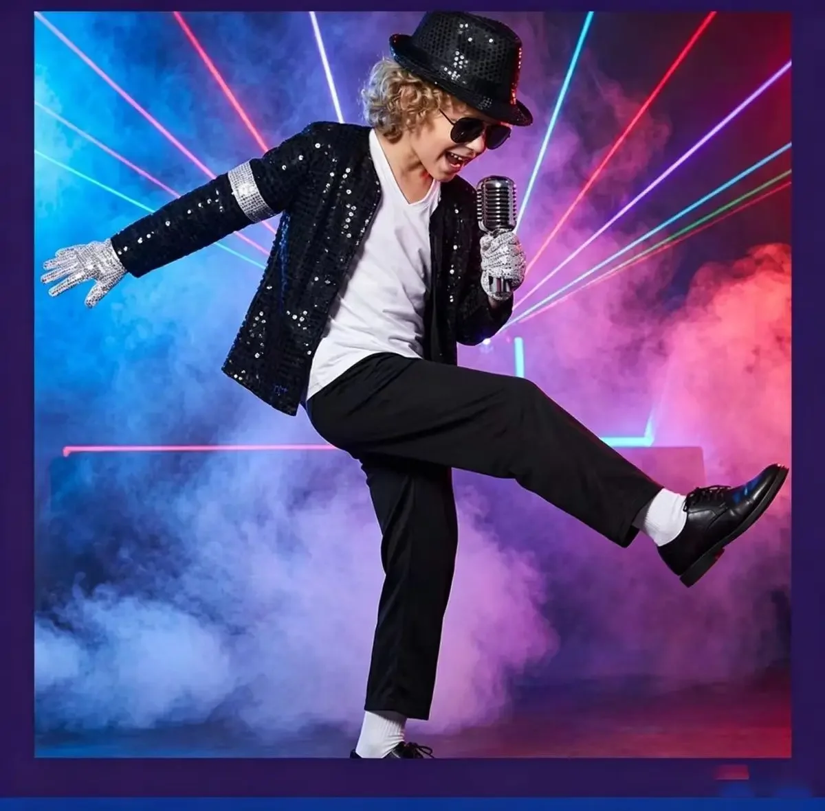 Kids cosplay Dance Star Costume set Boy Girl Clothing Children michael jackson costume Metallic Shiny 80s 90s Stage Party Outfit