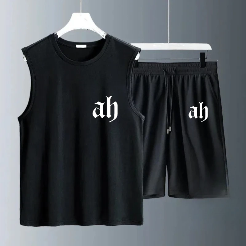Men's Tank Top Sets 2026 Summer Quick drying drip clothing oversize beach running Old money man crewneck Breathable seaside
