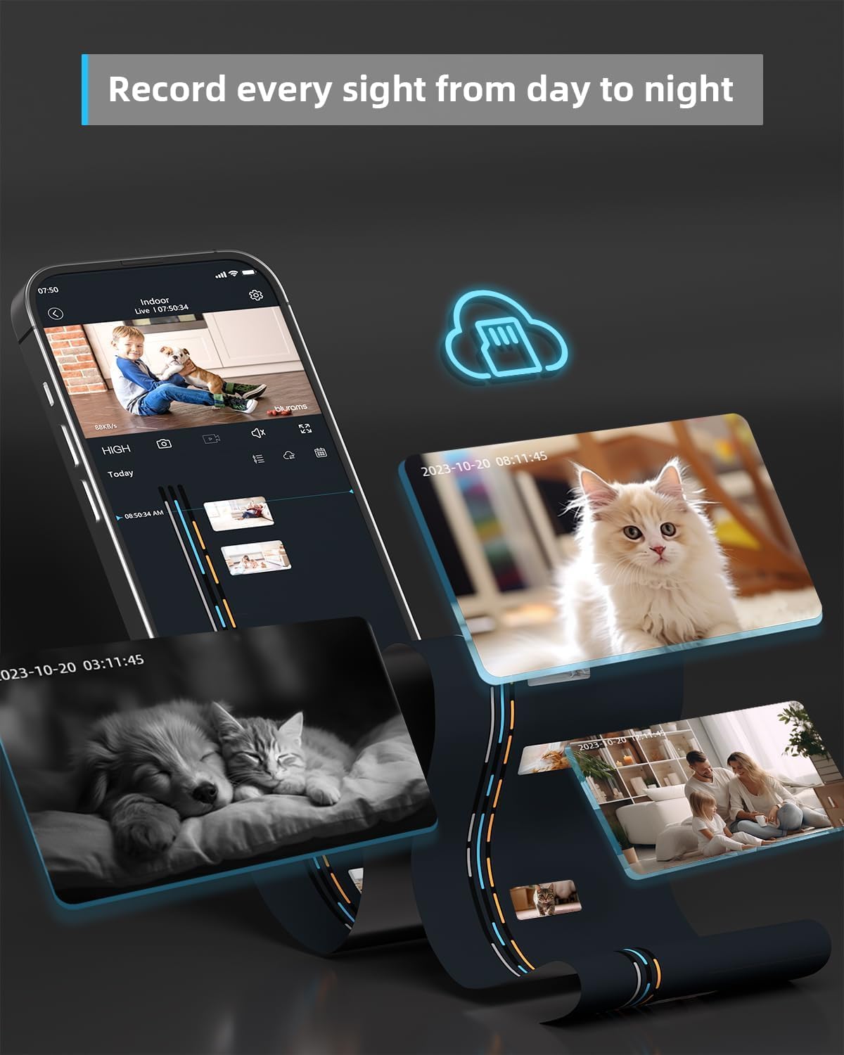Security Camera 2K, blurams Baby Monitor Dog Camera 360-degree for Home Security w/Smart Motion Tracking, Phone App, IR Night Vision, Siren, Works with Alexa & Google Assistant & IFTTT, 2-Way Audio - Image 8