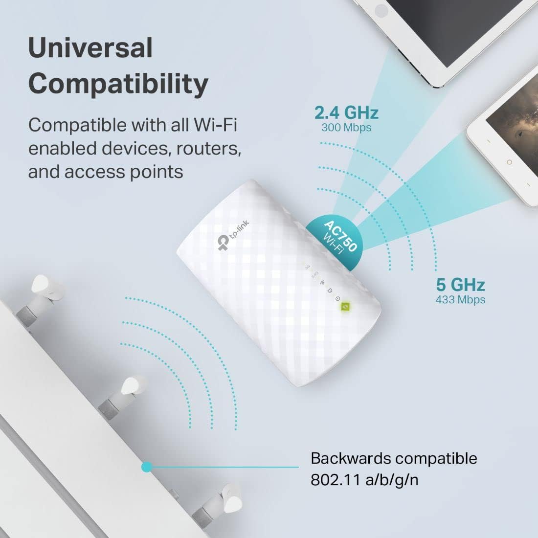 TP-Link WiFi Extender with Ethernet Port, Dual Band 5GHz/2.4GHz, Up to 44% More Bandwidth Than Single Band, Covers Up to 1200 Sq.ft and 30 Devices, Signal Booster Amplifier Supports OneMesh(RE220) - Image 7