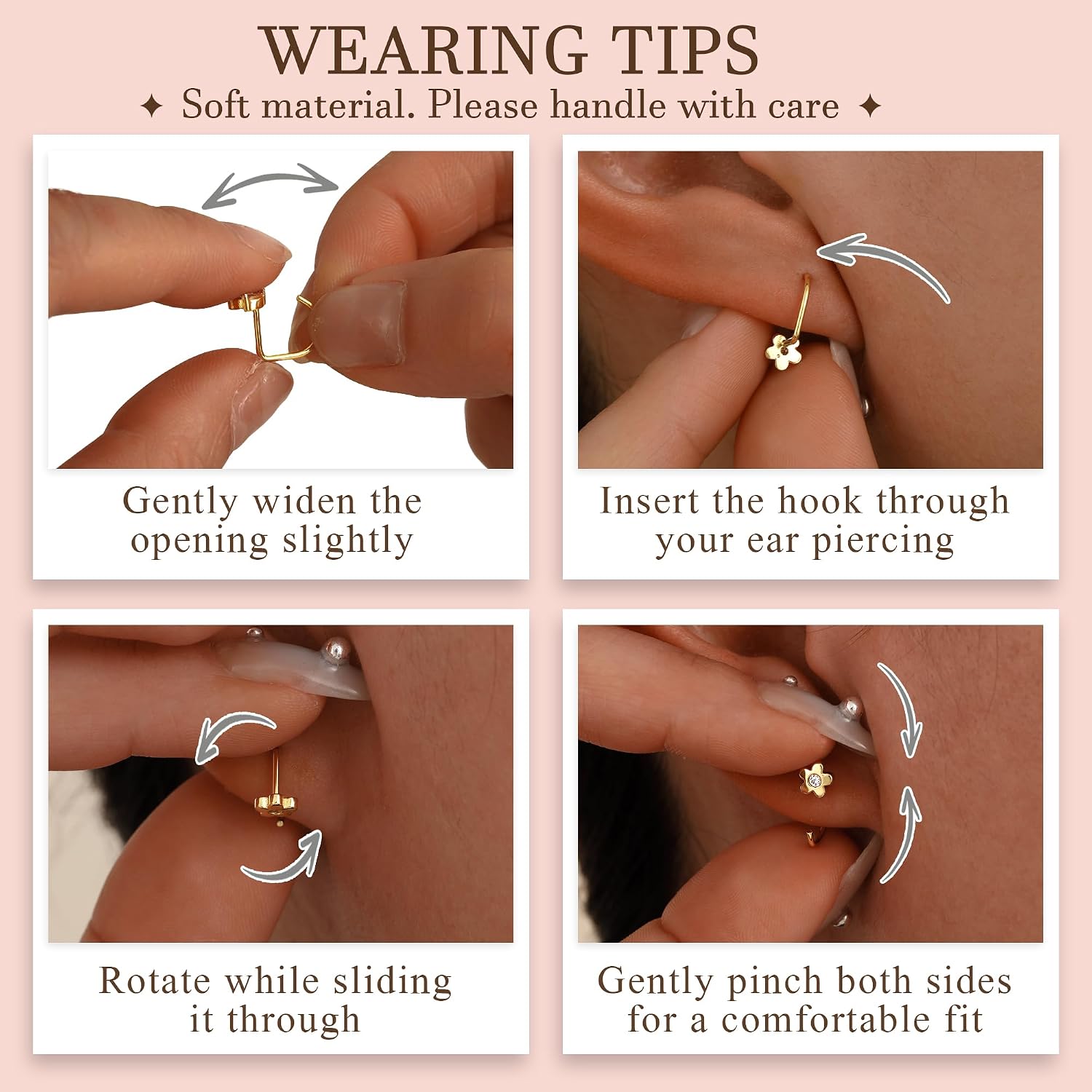 3 Pairs Backless Half Hoop Huggie Earrings for Women | Backless Huggie Earring Featuring Open Hoop Design, 14K Gold Plated Non-Tarnish Sleep Friendly Jewelry for Multiple Piercings - Image 4