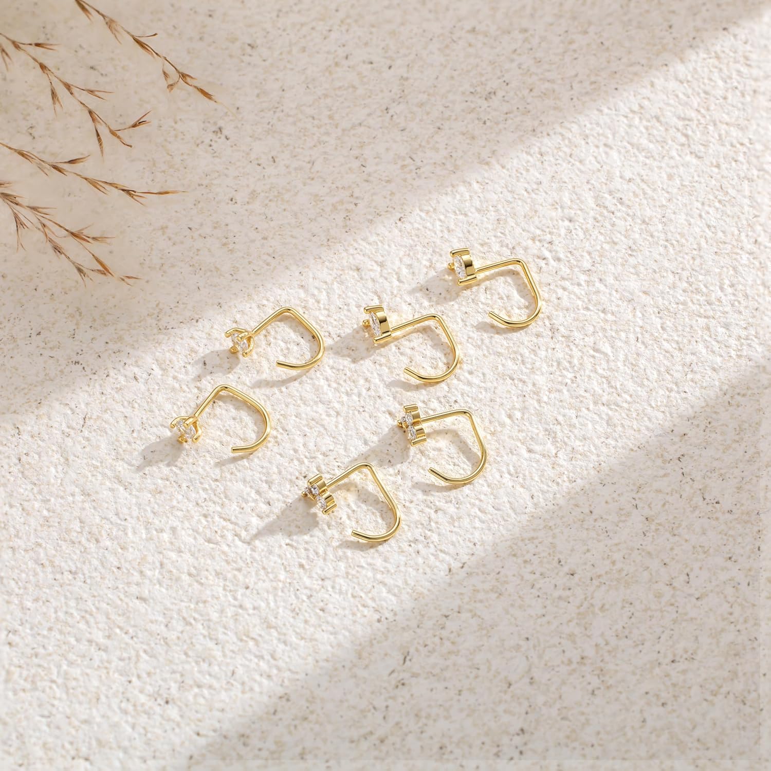 3 Pairs Backless Half Hoop Huggie Earrings for Women | Backless Huggie Earring Featuring Open Hoop Design, 14K Gold Plated Non-Tarnish Sleep Friendly Jewelry for Multiple Piercings - Image 6