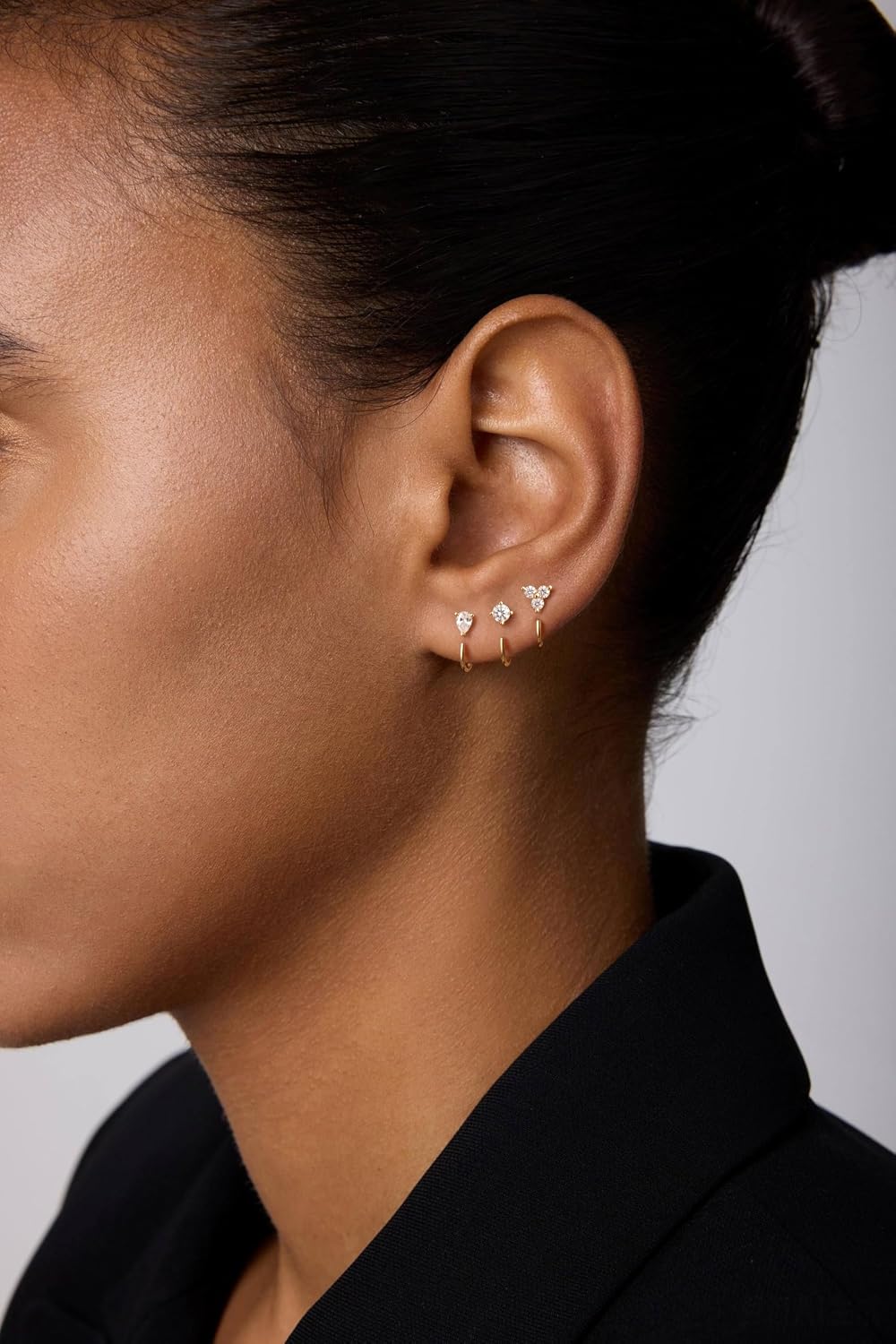 3 Pairs Backless Half Hoop Huggie Earrings for Women | Backless Huggie Earring Featuring Open Hoop Design, 14K Gold Plated Non-Tarnish Sleep Friendly Jewelry for Multiple Piercings - Image 7