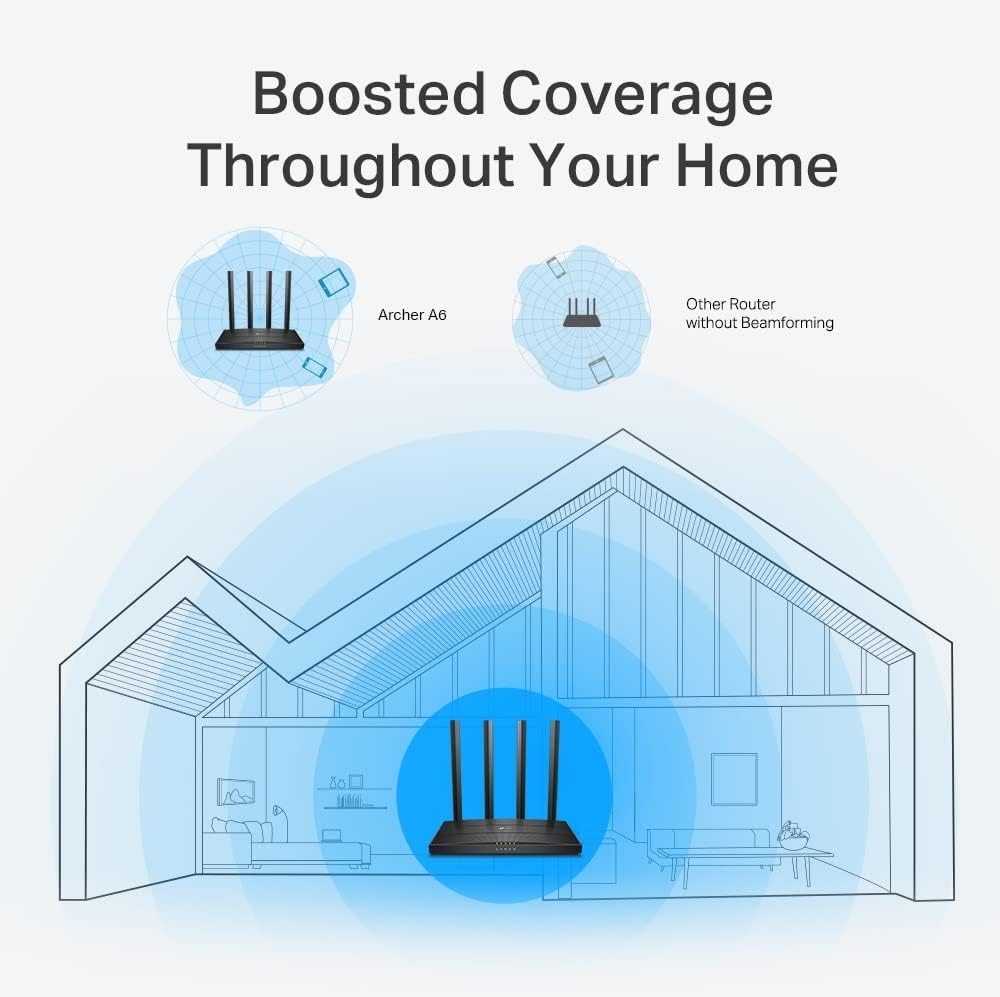 TP-Link AC1200 Gigabit Dual Band WiFi Router (Archer A6) | MU-MIMO Wireless Internet Router, 4 x Antennas, OneMesh and AP Mode, Long Range Coverage - Image 4