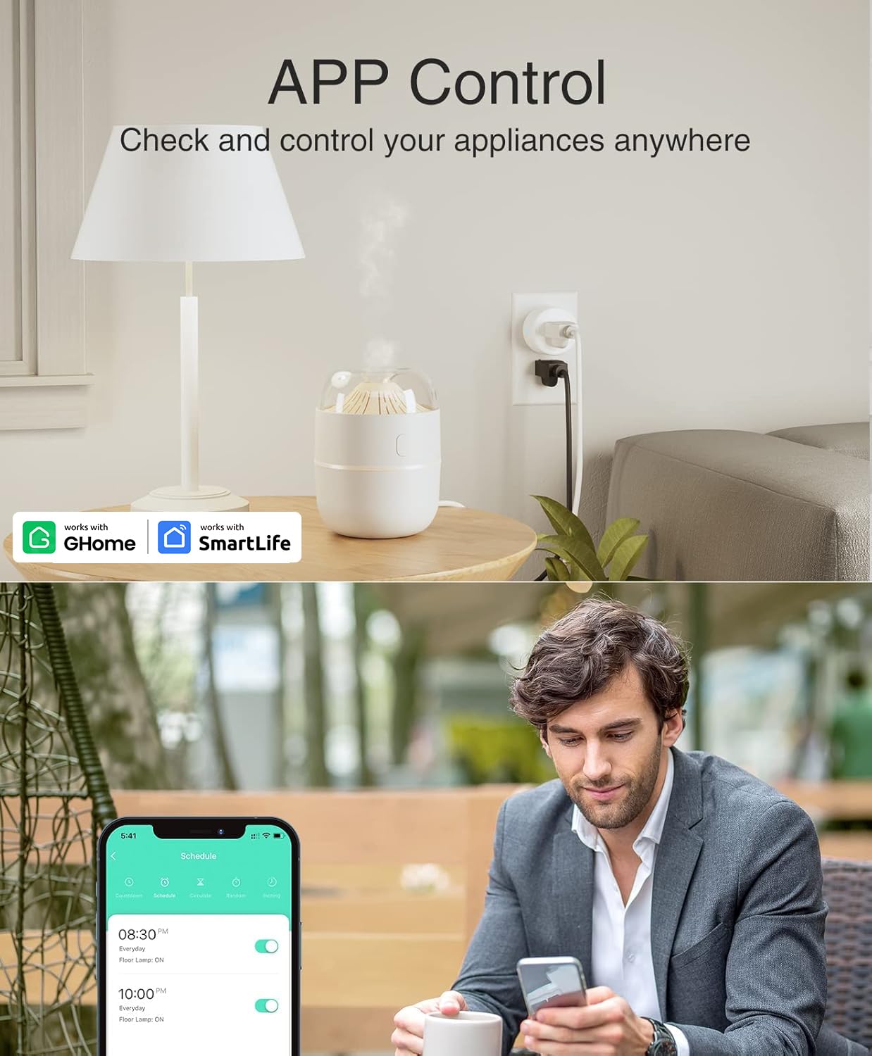 GHome Smart Plug Mini, WiFi Smart Outlet Plug Works with Alexa and Google Home, Timer Outlet with APP Control, 2.4GHz Network Only, No Hub Required, ETL FCC Listed (4 Pack), White - Image 4
