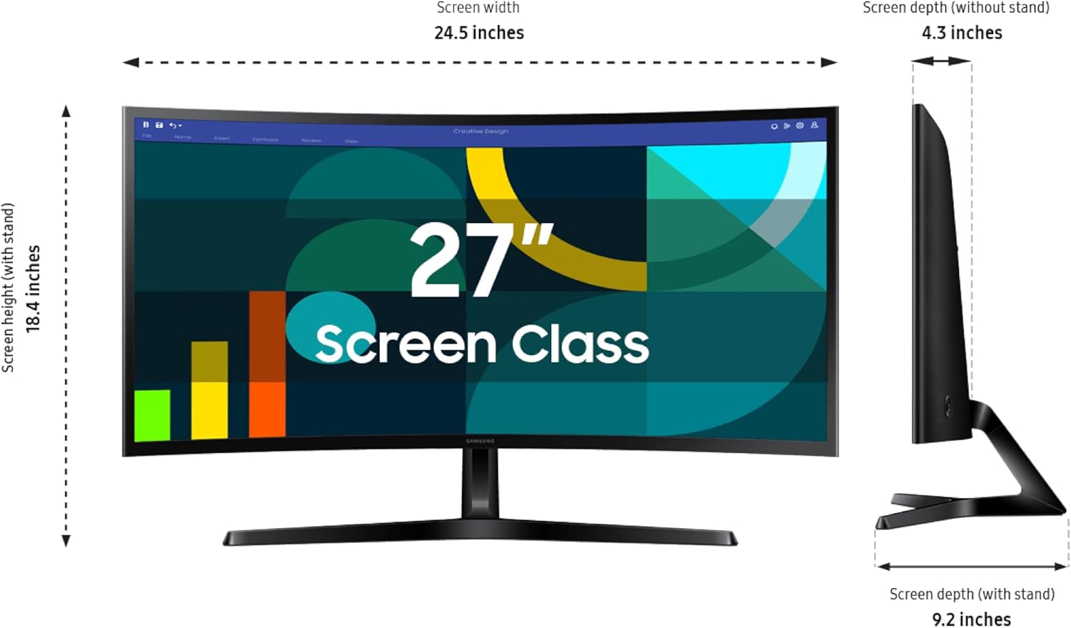 Samsung 27" Essential S3 (S36GD) Series FHD 1800R Curved Computer Monitor - Image 3