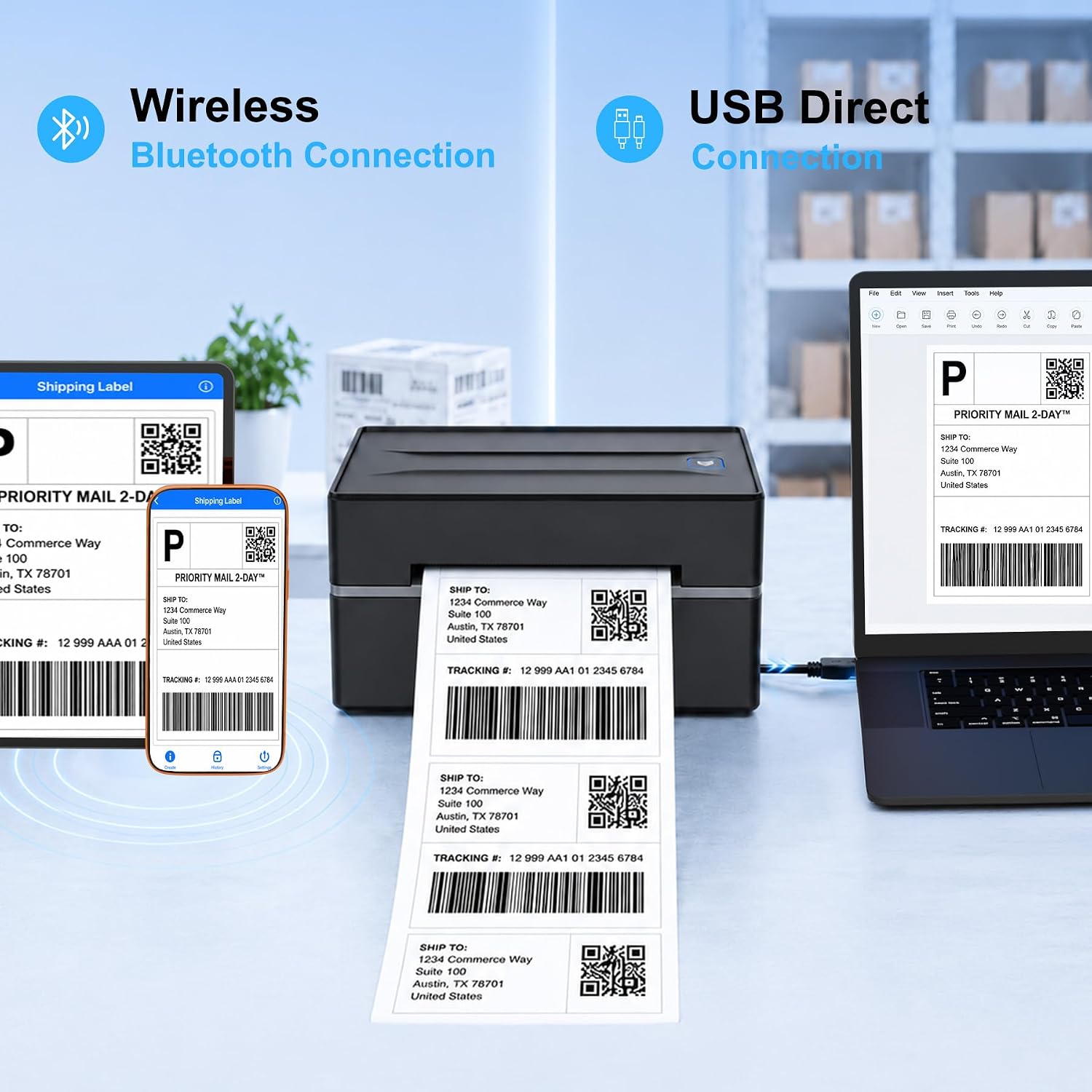 Thermal Shipping Label Printer 4x6 Bluetooth Label Maker for Small Business - Image 5
