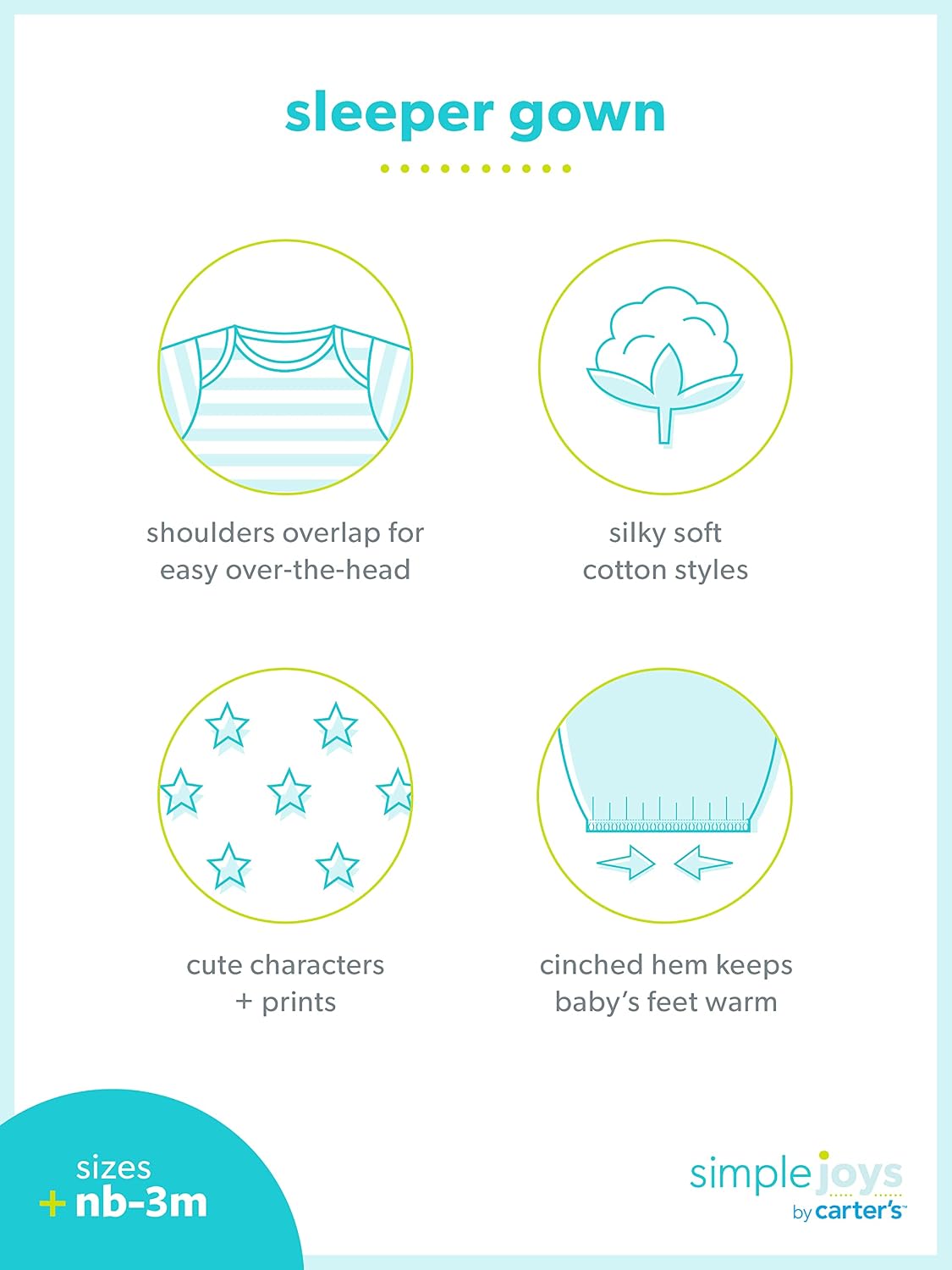 Simple Joys by Carter's Baby Girls' 3-pack Cotton Sleeper Gown - Image 5