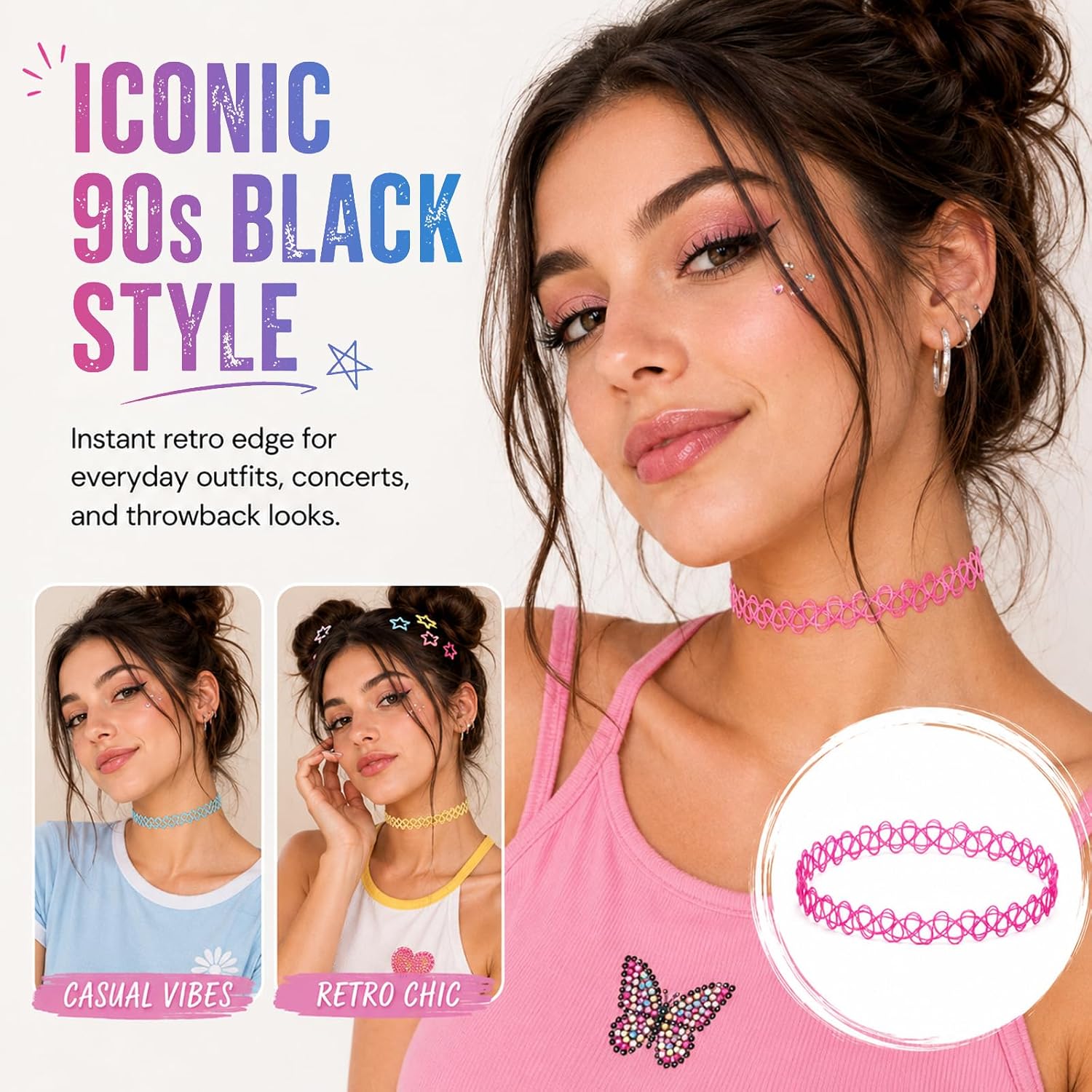 12-Pack 90s Y2K Tattoo Choker Necklace Set for Women - Image 2