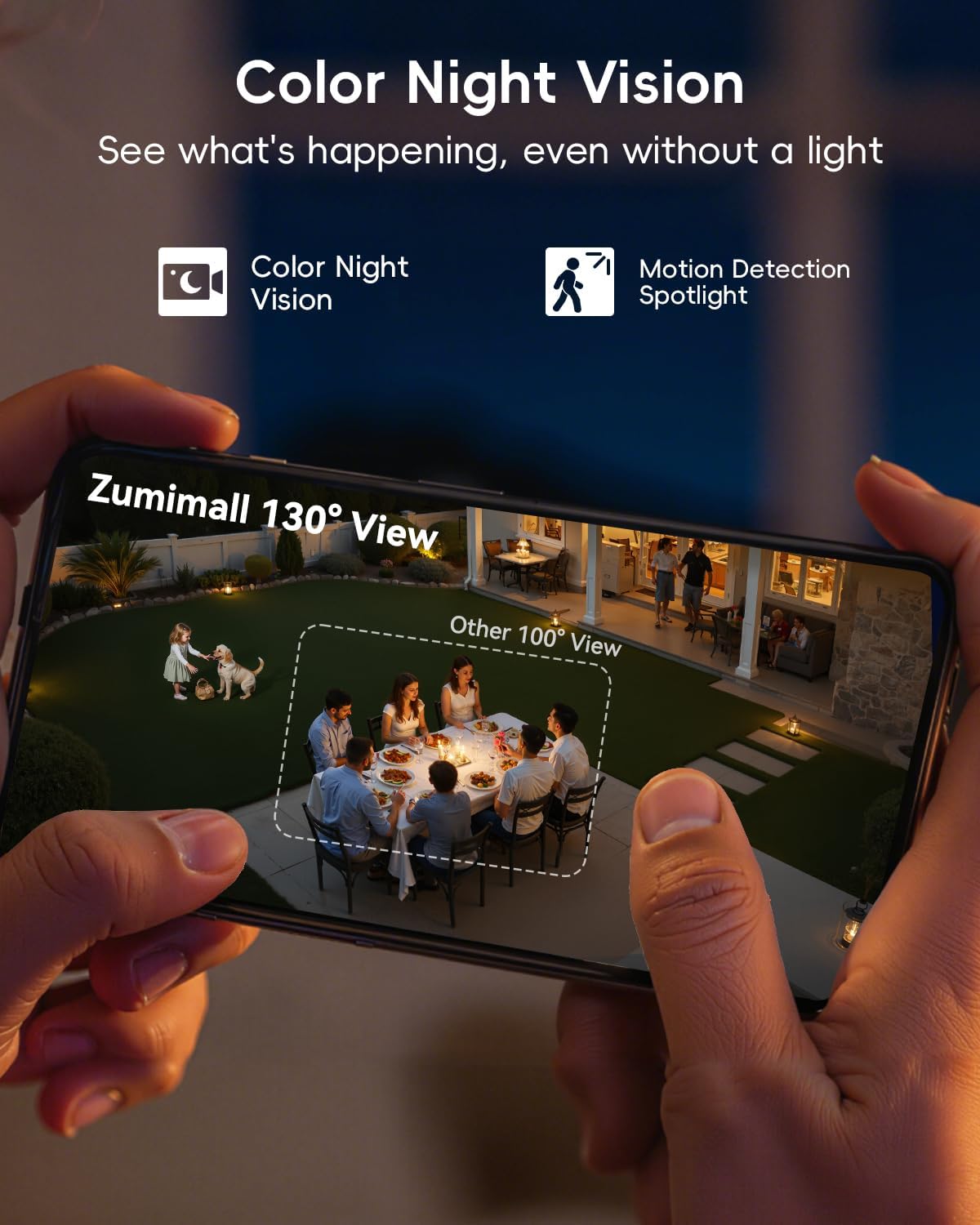 ZUMIMALL Security Cameras Wireless Outdoor with Magnetic Mount, No-Drill Installation, 2K Battery Powered Cameras for Home Security Indoor, 2.4G WiFi, Color Night Vision/130° View/AI Detection/Alexa - Image 3