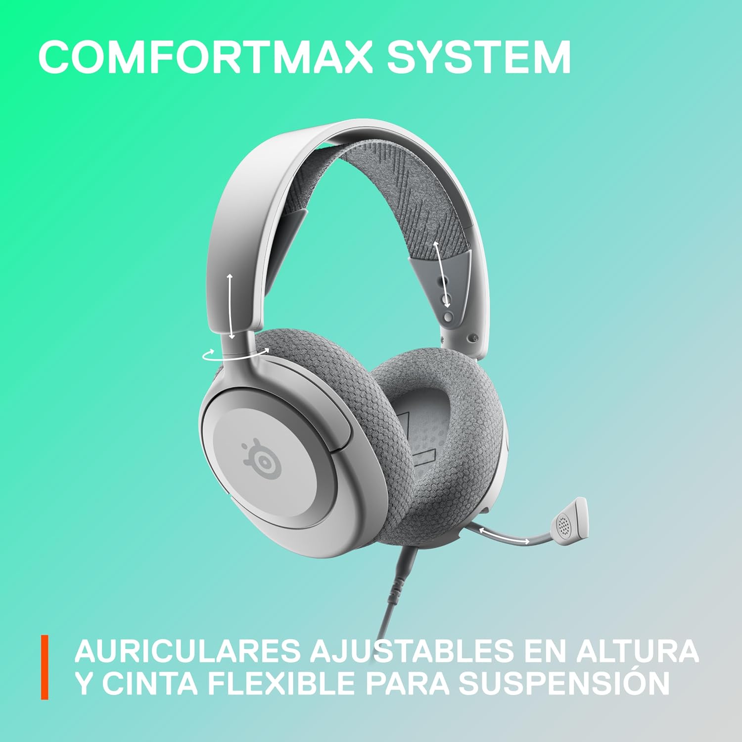 SteelSeries Arctis Nova 1 Multi-System Gaming Headset — Hi-Fi Drivers — 360° Spatial Audio — Comfort Design — Durable — Ultra Lightweight — Noise-Cancelling Mic — PC, PS5/PS4, Switch, Xbox - White - Image 5